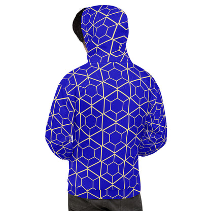 Men's All-Over Print Recycled Unisex Hoodie Geometric Hexagon Bright Blue