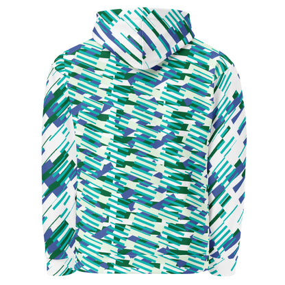 All-Over Print Unisex Hoodie Abstract Geometric Pattern - Teal & Royal Blue