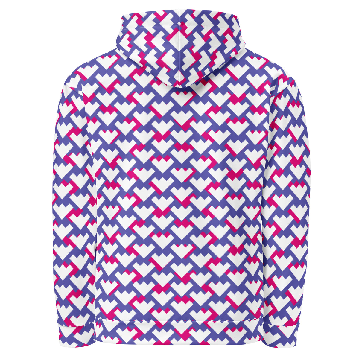 Men's All-Over Print Recycled Unisex Hoodie Geometric Heart Pattern Purple & Violet Red