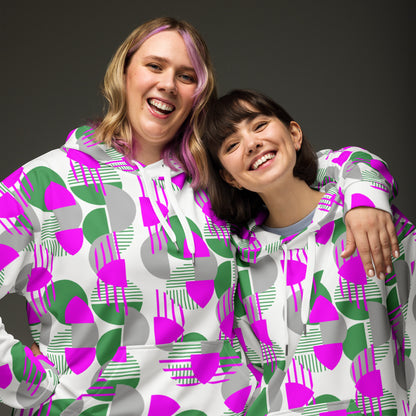 Women's All-Over Print Recycled Unisex Hoodie Bright Geometric Pattern