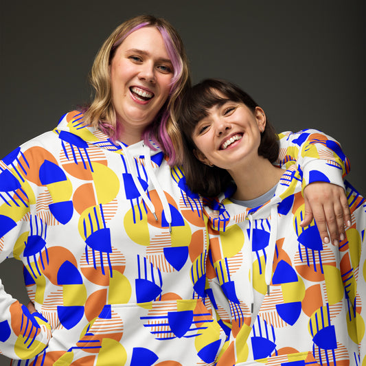 Women's All-Over Print Recycled Unisex Hoodie Bright Geometric Pattern