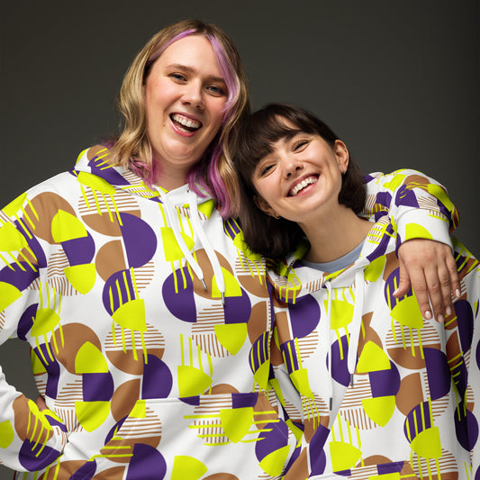 Women's All-Over Print Recycled Unisex Hoodie Bright Geometric Pattern