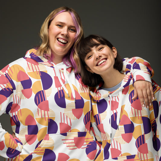 Women's All-Over Print Recycled Unisex Hoodie Bright Geometric Pattern