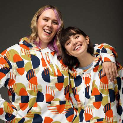 Women's All-Over Print Recycled Unisex Hoodie Bright Geometric Pattern