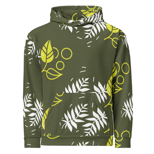 Men's All-Over Print Recycled Unisex Hoodie Leaves Saratoga Green