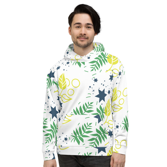 Men's All-Over Print Recycled Unisex Hoodie Leaves White