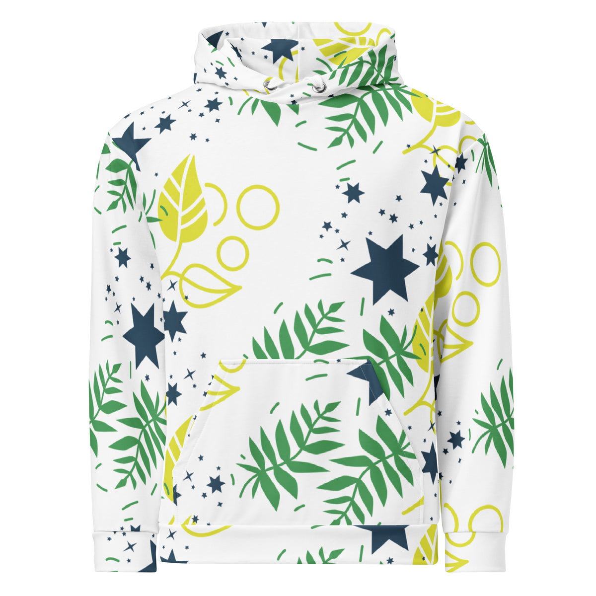 Men's All-Over Print Recycled Unisex Hoodie Leaves White