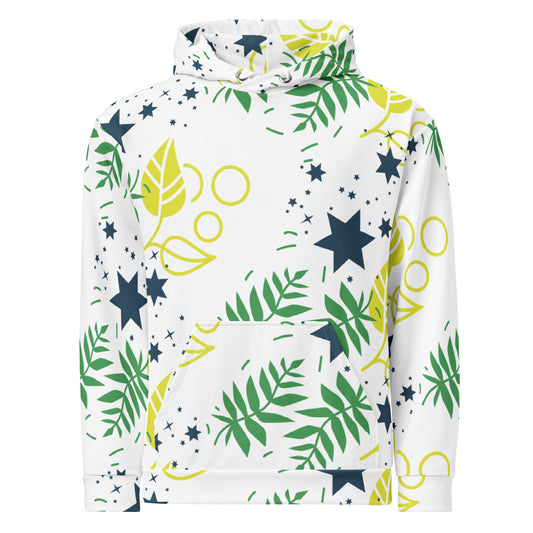 Men's All-Over Print Recycled Unisex Hoodie Leaves White