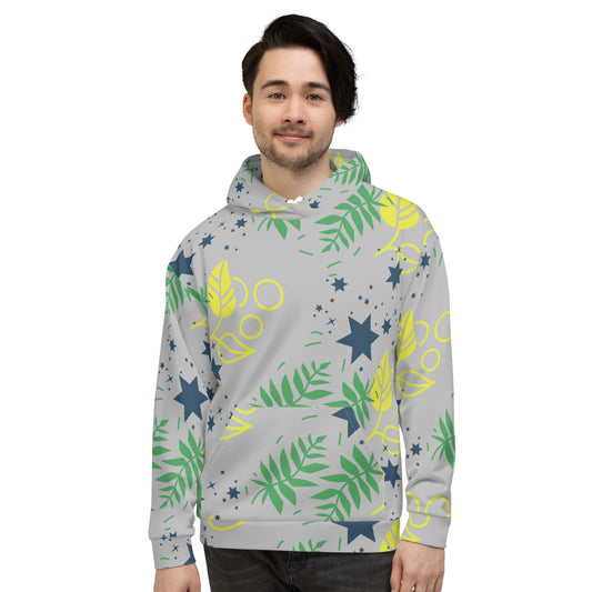Men's All-Over Print Recycled Unisex Hoodie Leaves Silver