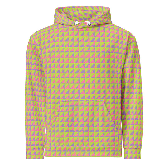 Men's All-Over Print Recycled Unisex Hoodie Geometric Triangles Mindaro Green