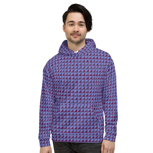 Men's All-Over Print Recycled Unisex Hoodie Geometric Triangles Corn Flower Blue Purple