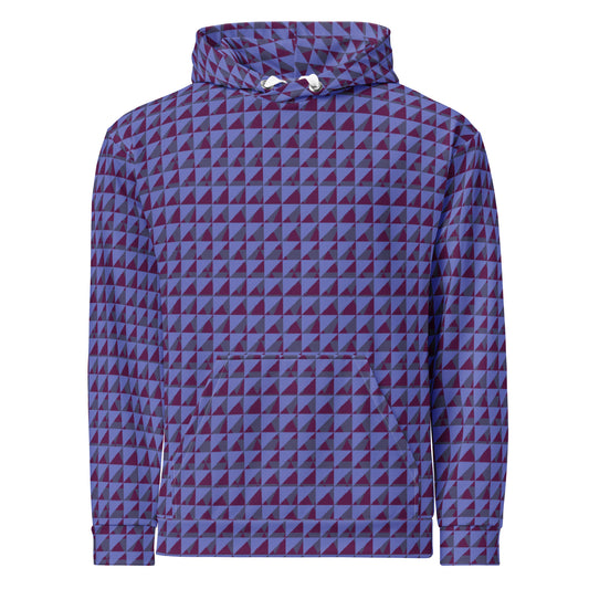 Men's All-Over Print Recycled Unisex Hoodie Geometric Triangles Corn Flower Blue Purple