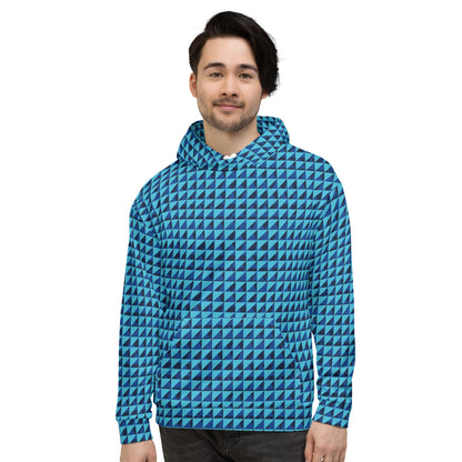 Men's All-Over Print Recycled Unisex Hoodie Geometric Triangles Bright Summer Sky Blue
