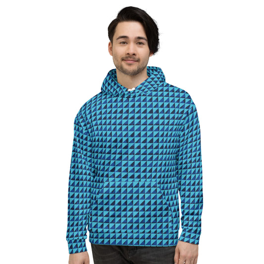 Men's All-Over Print Recycled Unisex Hoodie Geometric Triangles Bright Summer Sky Blue