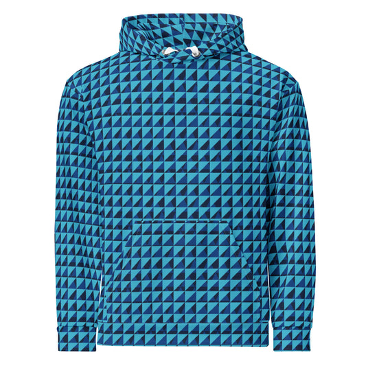 Men's All-Over Print Recycled Unisex Hoodie Geometric Triangles Bright Summer Sky Blue