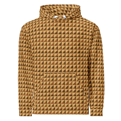Men's All-Over Print Recycled Unisex Hoodie Geometric Triangles Fawn Yellow/Brown
