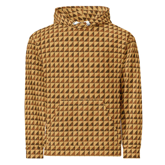 Men's All-Over Print Recycled Unisex Hoodie Geometric Triangles Fawn Yellow/Brown