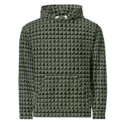Men's All-Over Print Recycled Unisex Hoodie Geometric Triangles Camouflage Green