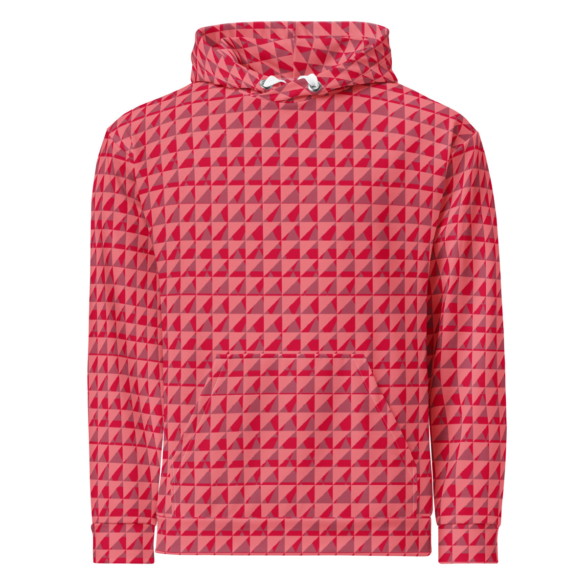 Women's All-Over Print Recycled Unisex Hoodie Geometric Triangles Flory Red