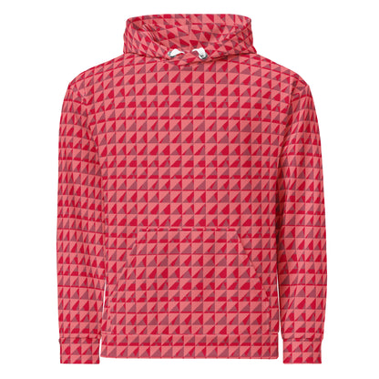 Women's All-Over Print Recycled Unisex Hoodie Geometric Triangles Flory Red