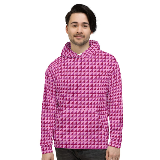 Men's All-Over Print Recycled Unisex Hoodie Geometric Triangles Burgundy 2 Purple