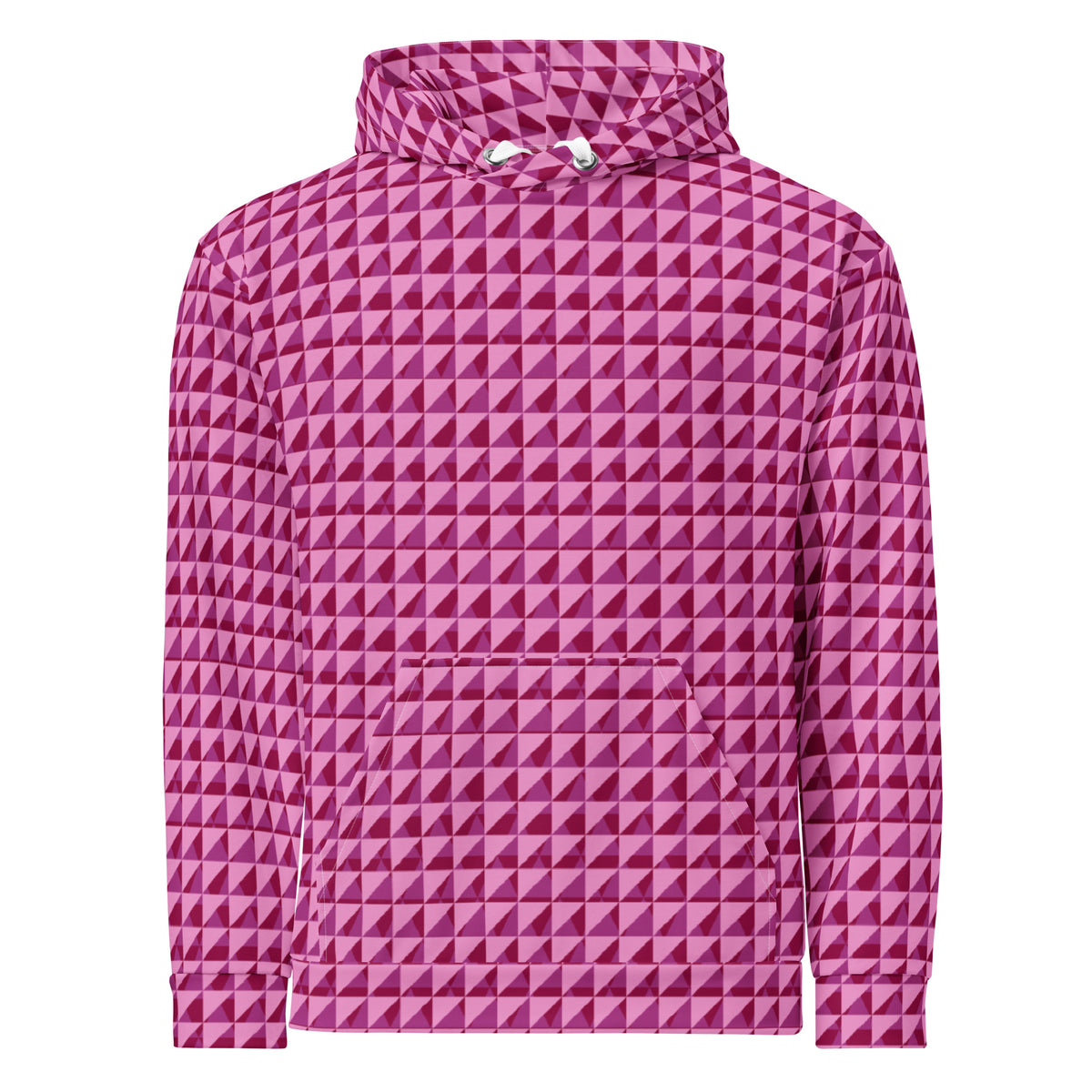 Men's All-Over Print Recycled Unisex Hoodie Geometric Triangles Burgundy 2 Purple