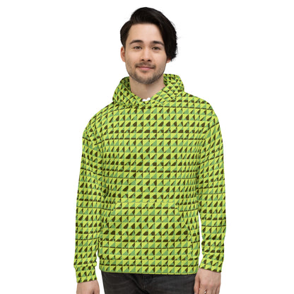 Men's All-Over Print Recycled Unisex Hoodie Geometric Triangles Green