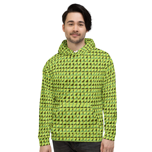Men's All-Over Print Recycled Unisex Hoodie Geometric Triangles Green