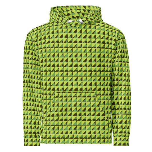 Men's All-Over Print Recycled Unisex Hoodie Geometric Triangles Green