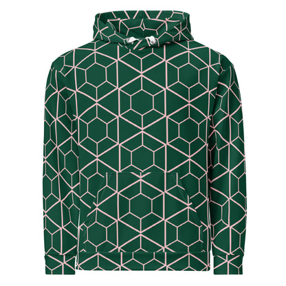 Men's All-Over Print Recycled Unisex Hoodie Geometric Hexagon British Racing Green