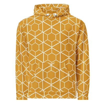 Men's All-Over Print Recycled Unisex Hoodie Geometric Hexagon Buttercup Yellow