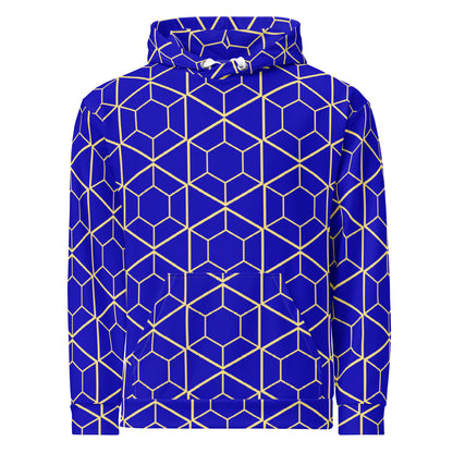 Men's All-Over Print Recycled Unisex Hoodie Geometric Hexagon Bright Blue