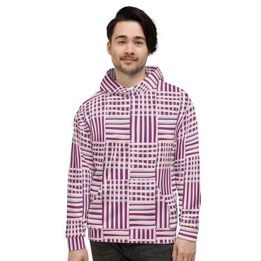 Men's All-Over Print Recycled Unisex Hoodie Geometric Stripes Palatinate Purple