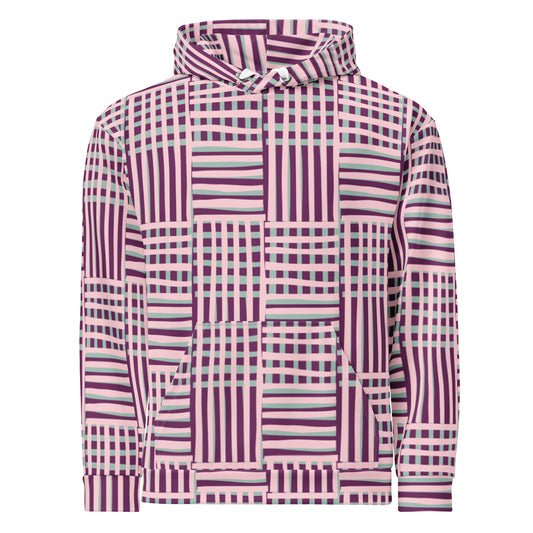 Men's All-Over Print Recycled Unisex Hoodie Geometric Stripes Palatinate Purple