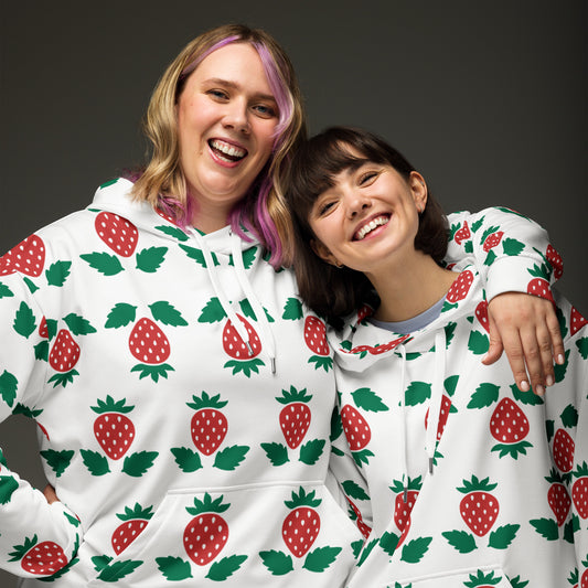 Women's All-Over Print Recycled Unisex Hoodie Stawberries Style 1