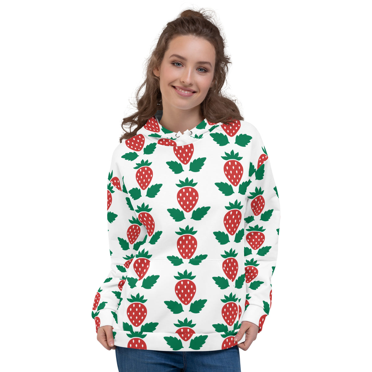 Women's All-Over Print Recycled Unisex Hoodie Stawberries Style 2