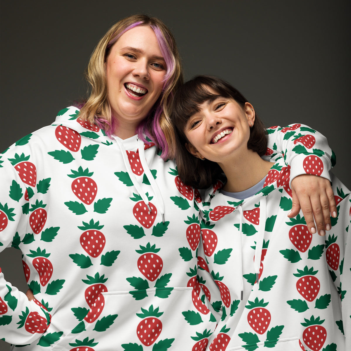 Women's All-Over Print Recycled Unisex Hoodie Stawberries Style 2
