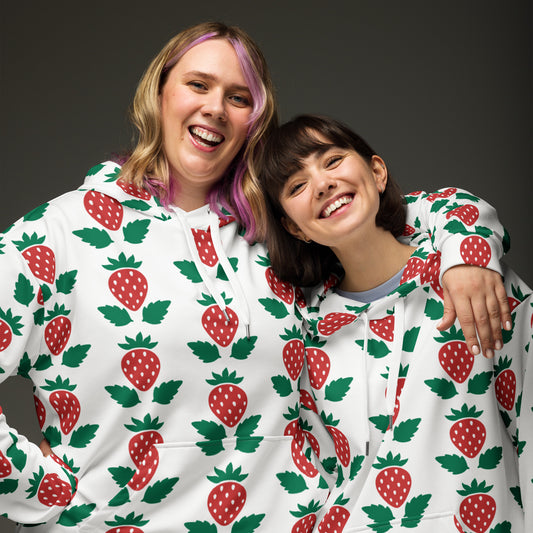 Women's All-Over Print Recycled Unisex Hoodie Stawberries Style 2