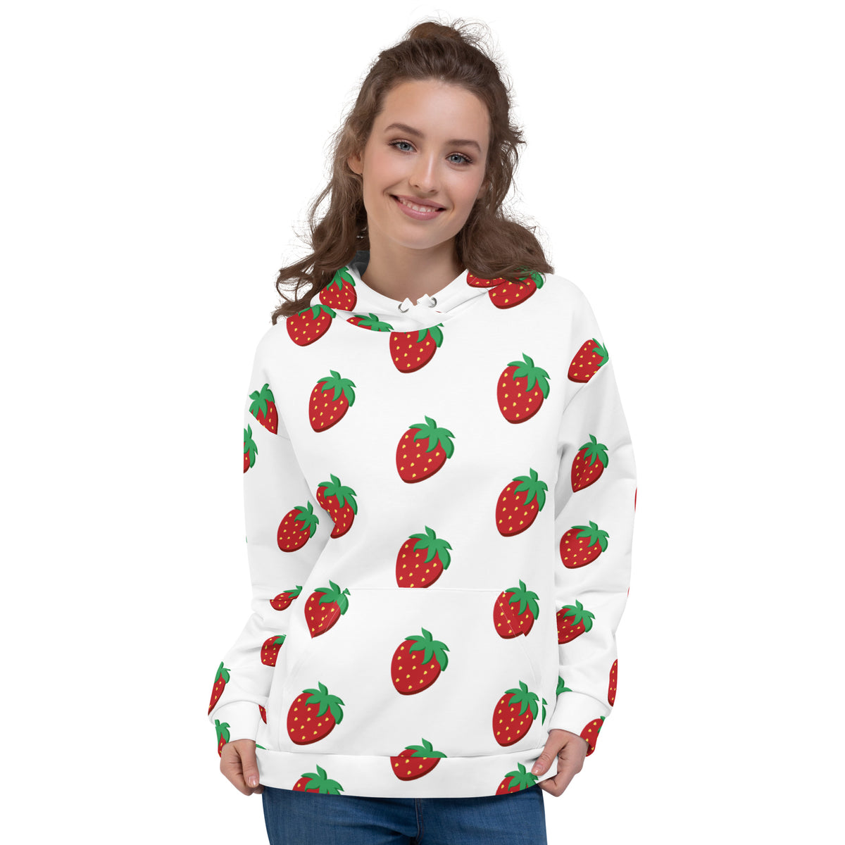 Women's All-Over Print Recycled Unisex Hoodie Stawberries Style 3