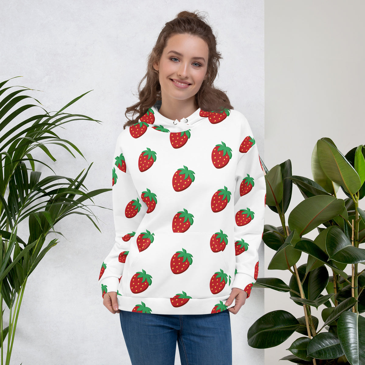 Women's All-Over Print Recycled Unisex Hoodie Stawberries Style 3