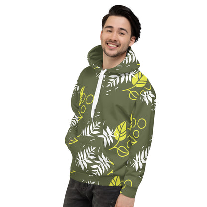 Men's All-Over Print Recycled Unisex Hoodie Leaves Saratoga Green