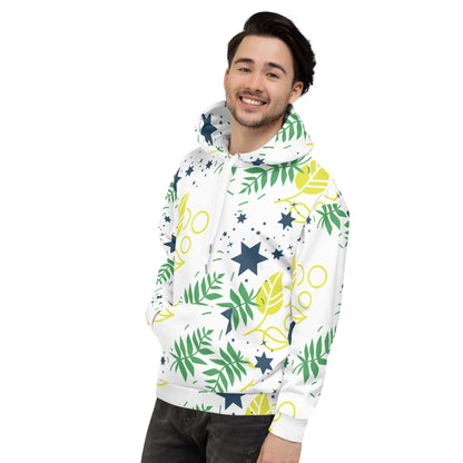 Men's All-Over Print Recycled Unisex Hoodie Leaves White