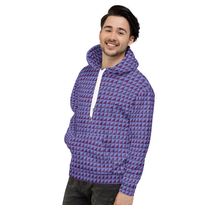 Men's All-Over Print Recycled Unisex Hoodie Geometric Triangles Corn Flower Blue Purple