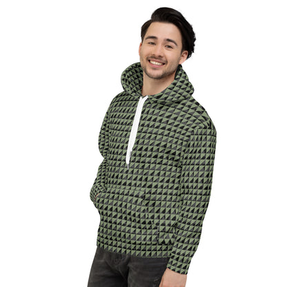 Men's All-Over Print Recycled Unisex Hoodie Geometric Triangles Camouflage Green