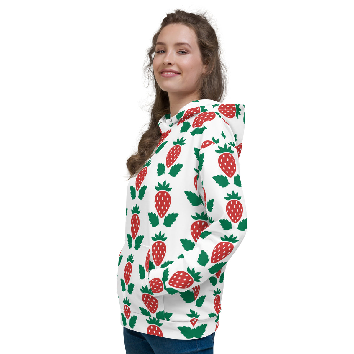 Women's All-Over Print Recycled Unisex Hoodie Stawberries Style 2