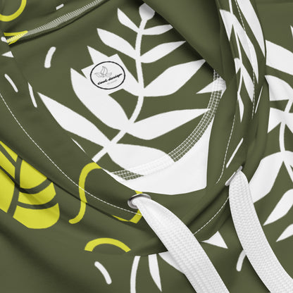 Men's All-Over Print Recycled Unisex Hoodie Leaves Saratoga Green