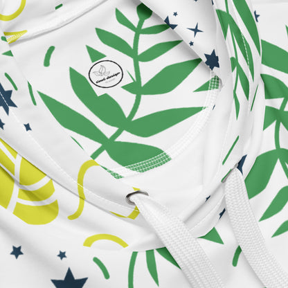 Men's All-Over Print Recycled Unisex Hoodie Leaves White