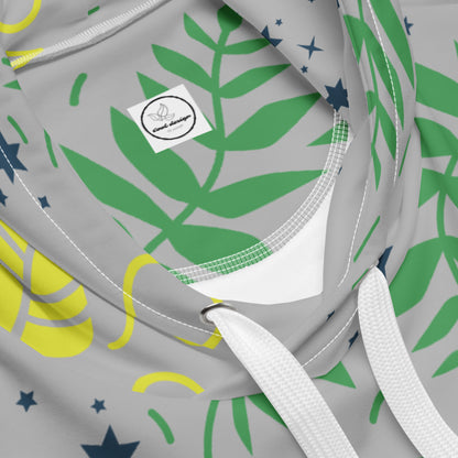 Men's All-Over Print Recycled Unisex Hoodie Leaves Silver