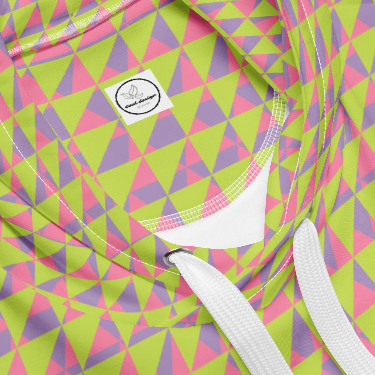 Men's All-Over Print Recycled Unisex Hoodie Geometric Triangles Mindaro Green