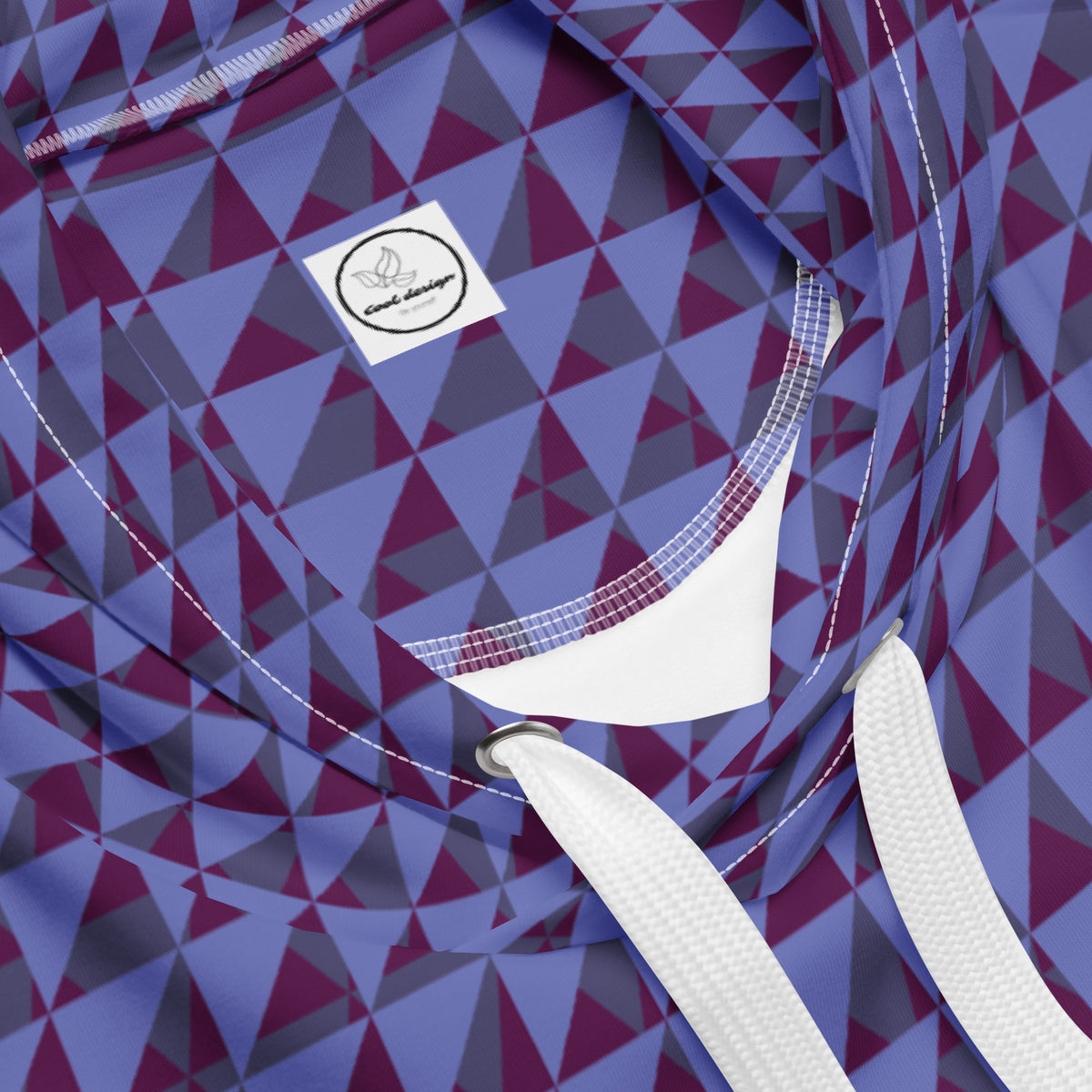 Men's All-Over Print Recycled Unisex Hoodie Geometric Triangles Corn Flower Blue Purple